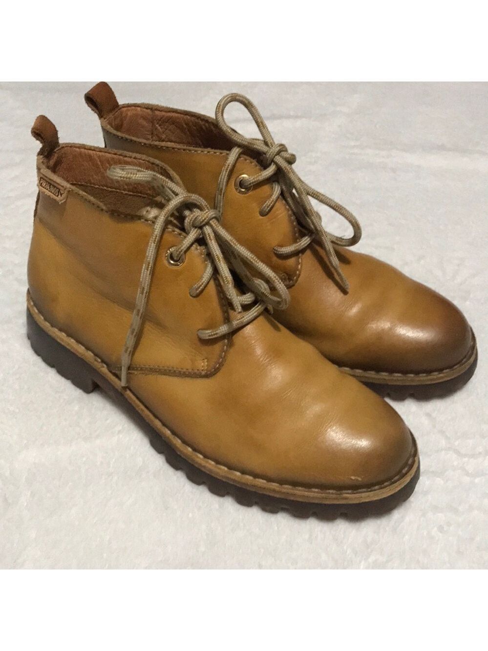 Pikolinos Women’s Tan Leather Lace-Up Ankle Boots Sz 6.5M